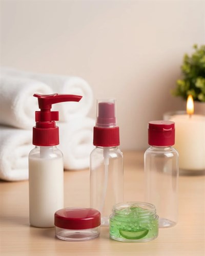 Kompakt 5’li Seyahat Şişesi Seti Şeffaf Kozmetik Kaplar