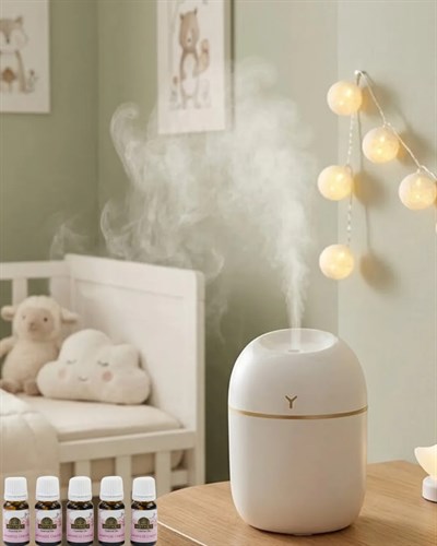 Kompakt Mini Hava Nemlendirici 5 Esans Hediyeli LED Işıklı USB Aromaterapi Cihazı