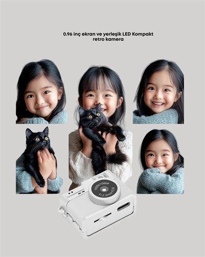 Kompakt Mini Kamera Retro Tasarım 128GB Hafıza 1080P Video