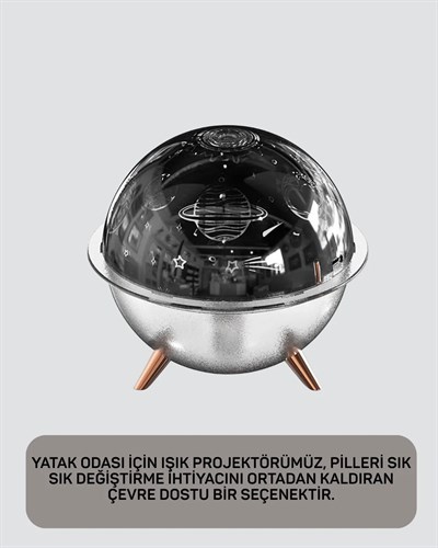 Kozmik Işık Efektli Projeksiyonlu Nemlendirici Gece Işığı