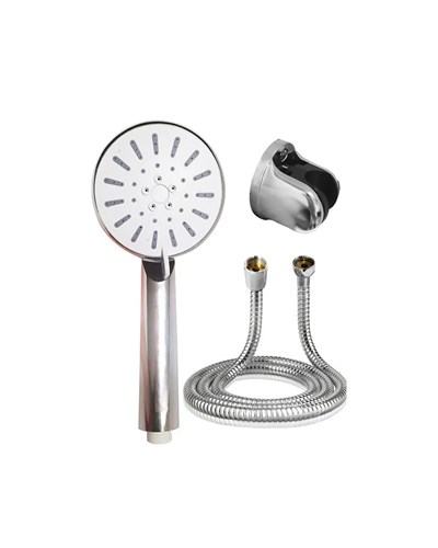 Krem Duş Başlığı Seti 4 Kademeli El Duşu Spiral Hortumlu Banyo Seti