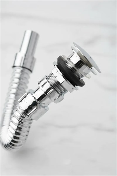 Krom Basmalı Sifon -Körüklü Sifon Bas Stoplu Lavabo Mutfak Sifonu