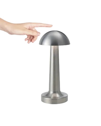 Krom Mantar Masa Lambası Dokunmatik 3 Renk LED Şarjlı Taşınabilir Gece Lambası