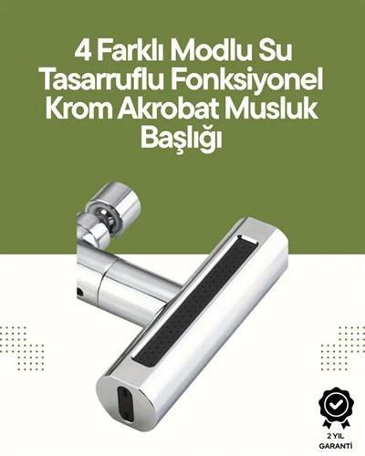 Krom Musluk Başlığı | 4ü 1 Arada Su Çıkışı | Kolay Montajlı