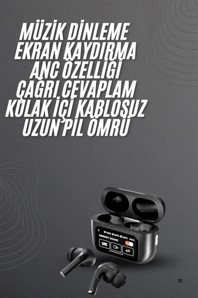 Kulak İçi Bluetooth Kulaklık Ekranlı Müzik Dinleme Çağrı Cevaplama Siyah