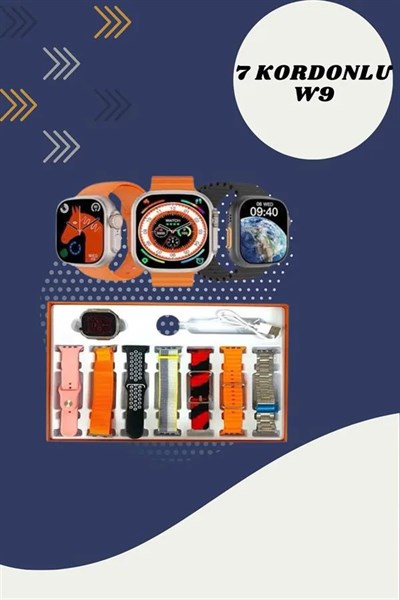 Kulak Üstü P9 Kablosuz Bluetooth Kulaklık ve 7 Kordonlu Akıllı Saat