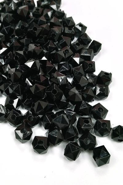 Küp Boncuk İçten Boncuklu Bileklik Çanta Boncuğu 10 mm 50 gr Siyah - BNC457