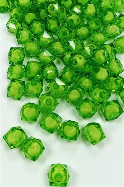 Küp Boncuk İçten Boncuklu Bileklik Çanta Boncuğu 10 mm 50 gr Yeşil - BNC450