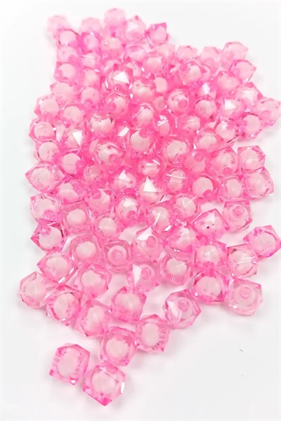 Küp Boncuk İçten Boncuklu Bileklik Çanta Boncuğu 10 mm 50 gr Pembe - BNC459