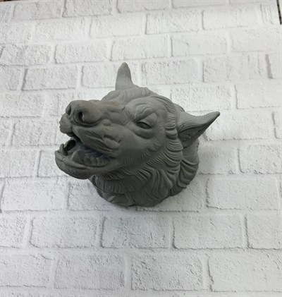 Kurt Başı Duvar Aksesuarı Gri Renk Asılabilir Hediyelik Figür