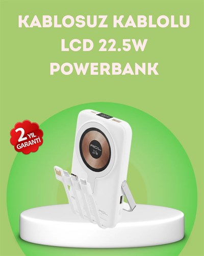 LCD Göstergeli Manyetik Powerbank Type C USB Girişli