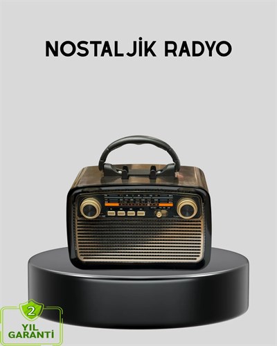 LED’li Nostaljik Bluetooth Hoparlör – Vintage Tasarım, Ahşap Doku