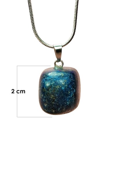 Lapis Lazuri Doğal Taşı Zincirli El Yapımı Kolye Uç: 2 cm Zincir: 20 cm Kutulu