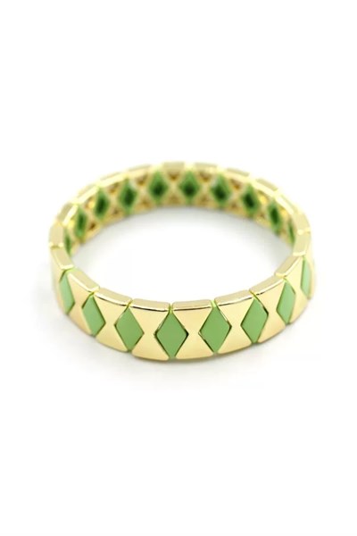 Lastikli Porselen Bilezik - Yeşil