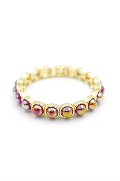 Lastikli Taşlı Bileklik - Fuşya