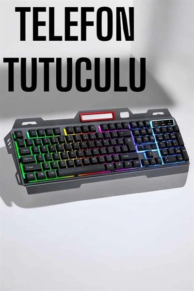 Led Işıklı Oyuncu Klavye Usb Girişli RGB Işıklı Q Klavye Mouse Hediyeli