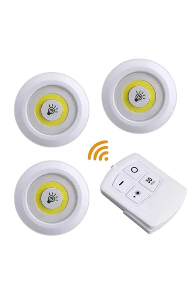 Led Lamba 3lü Uzaktan Kumandalı Yapışkanlı