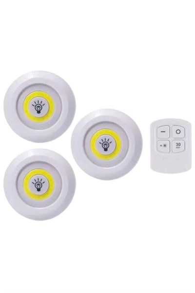 Led Lamba 3lü Uzaktan Kumandalı Yapışkanlı