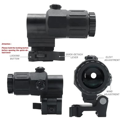 Magnifier 5x Yakınlaştırmalı Dürbün - 22mm Ray Uyumlu, Katlanır Yaylı Ayaklı