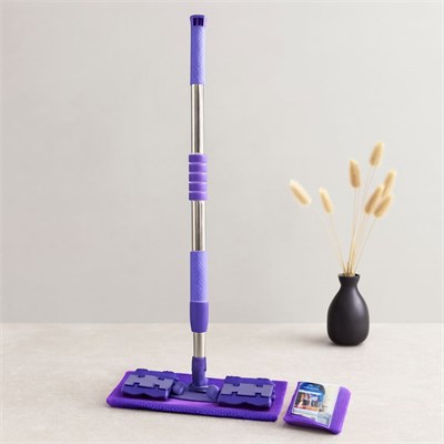 Mandallı Palet Mop Mikrofiber Paspas Metal Uzayan Sap 70-107 cm 360°