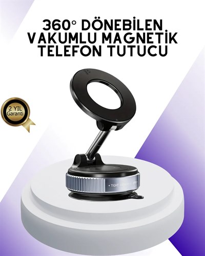 Manyetik Araç Telefon Tutucu 360 Derece Dönebilen Vakumlu Stand