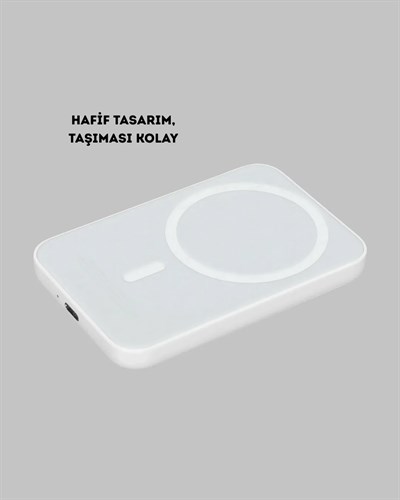 Manyetik Kablosuz Powerbank – iPhone 12/13/14/15 Uyumlu, Hızlı Şarjlı, Ultra Hafif
