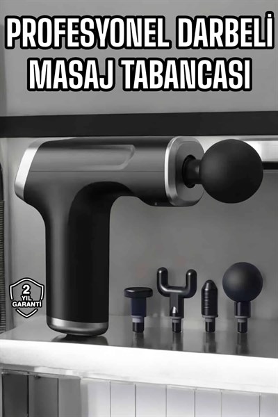 Masaj Tabancası 4 Başlıklı Kas ve Vücut Ağrıları İçin Şarjlı Darbeli
