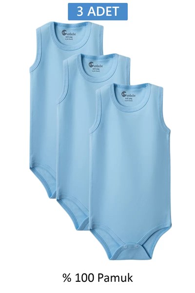 Mavi Askılı Body Zıbın 2-7 YAŞ Çocuklar İçin (3 ADET) Alttan Çıtçıtlı Özel Gereksinimli