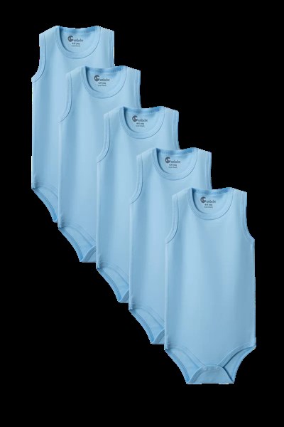 Mavi Askılı Body Zıbın 7-12 YAŞ Çocuklar İçin (5 ADET) Alttan Çıtçıtlı Özel Gereksinimli