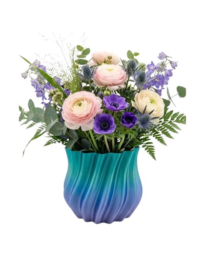 Mavi Degrade Kıvrımlı 3D Vazo Minimal Modern Ev Dekoru