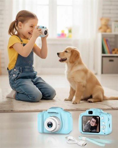 Mavi Kompakt HD Dijital Kamera Video ve Fotoğraf Kayıt Özellikli Taşınabilir Model