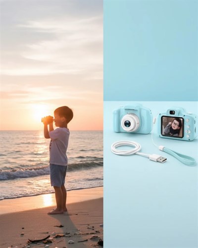 Mavi Taşınabilir Mini Kamera HD Video Fotoğraf Çekimli USB Şarjlı Hafıza Kart Destekli