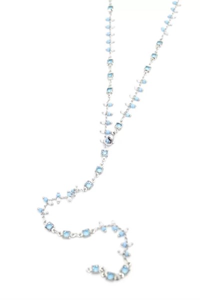 Mavi Taşlı Y Kolye - Gümüş