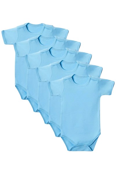Mavi Yarım Kol Body Zıbın 2-7 YAŞ Çocuklar İçin (5 ADET) Alttan Çıtçıtlı Özel Gereksinimli