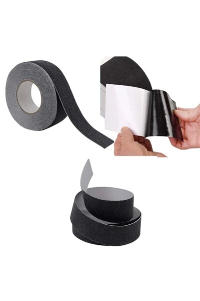 Merdiven Zemin Kaydırmaz Güçlü Bant Yapışkanlı Kaymaz Bant Siyah 25 mm X 5 Metre