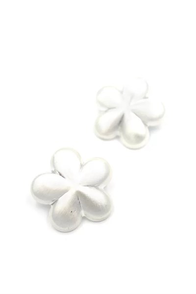 Metal Çiçek Küpe - Gümüş