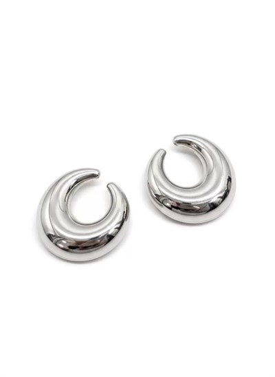 Metal Hilal Küpe - Gümüş