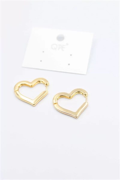 Metal Kalp Küpe - Altın