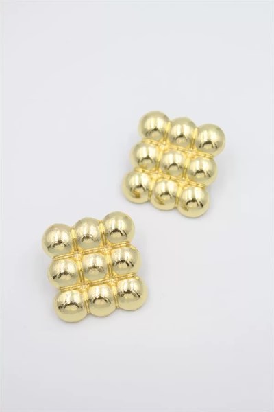 Metal Kare Küpe - Altın