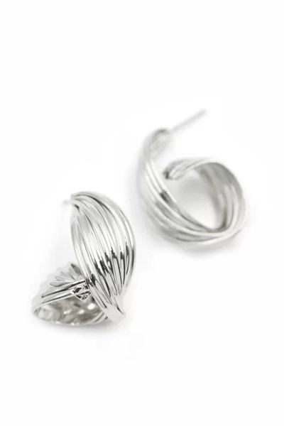 Metal Kıvrımlı Küpe - Gümüş