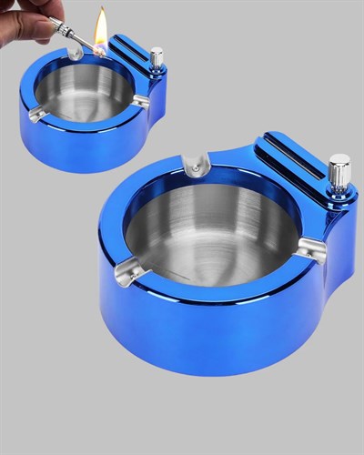 Metal Küllük ve Çakmak Seti Yuvarlak Modern Tasarım