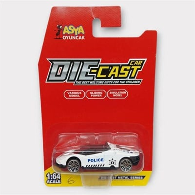Metal Mini Polis Arabası 8 cm