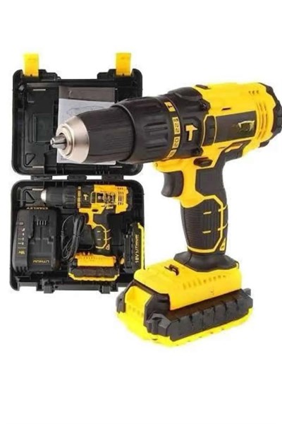 Metal Şanzıman Çift Akülü Bakır Sargı 24 Parça Led Aydınlatmalı Matkap Seti