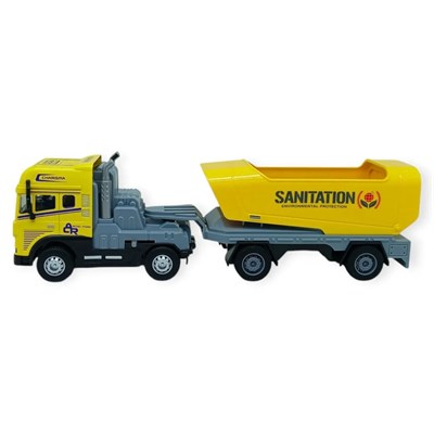 Metal Tır 1:24 - Sesli Işıklı Taşıyıcı Dorseli Tır 30 cm - Sarı