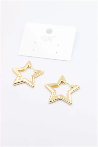 Metal Yıldız Küpe - Altın