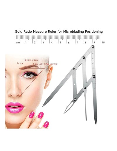 Microblading Simetrik ve Estetik Kaş Ölçüm Cetveli, Kalıcı Makyaj Altın Oran Pergeli 275