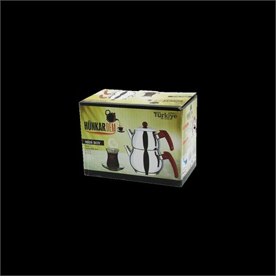 Midi Boy Çelik Çaydanlık Seti - Kendinden Süzgeçli Renkli Bakalit Kulplu (0.5L/0.75L)