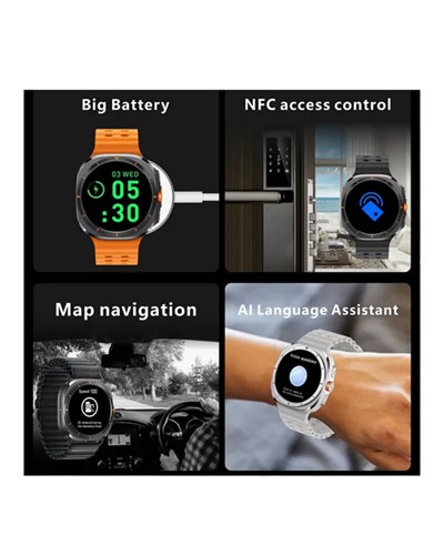 Mikrofon ve Hoparlörlü Akıllı Saat | Takvim, Titreşim, Kronometre Özellikli