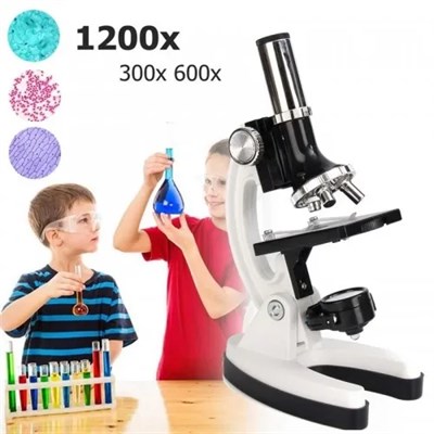 Mikroskop Taşınabilir Set 28 Parça Eğitim Mikroskop Kiti 300x 600x Ve 1200x çocuklara