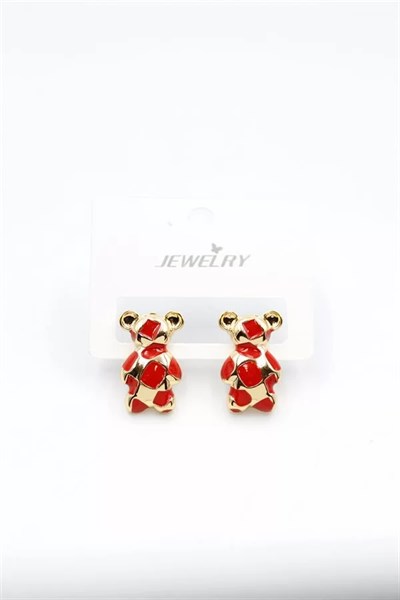 Mineli Ayıcık Küpe - Kırmızı